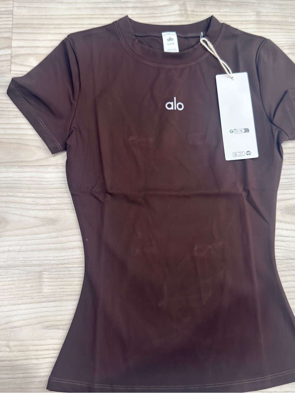 ALO Yoga Short Sleeve Crewneck Top - Chocolate Brown